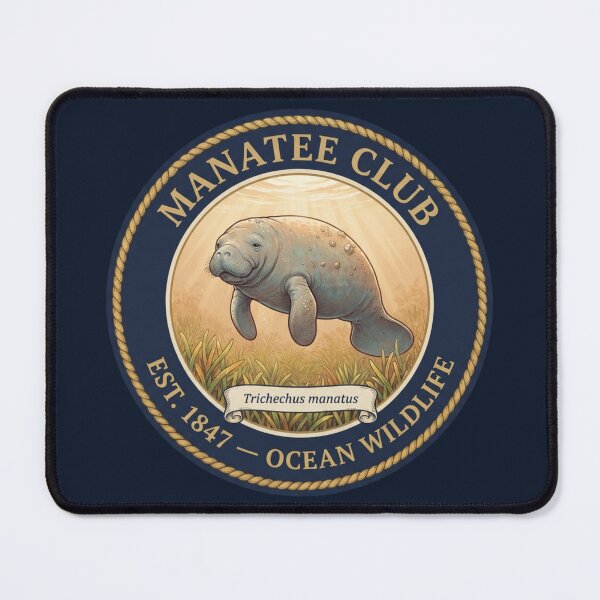 Item preview, Manatee Club Vintage Badge Ocean Wildlife Art designed and sold by CalmCapy Co.