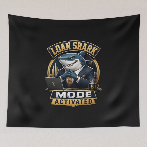 Item preview, Loan Shark Mode Activated Funny Business Shark T-Shirt designed and sold by Cosmic Meme Factory.