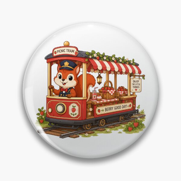 Item preview, Red squirrel strawberry picnic tram designed and sold by QuirkNest Studio .