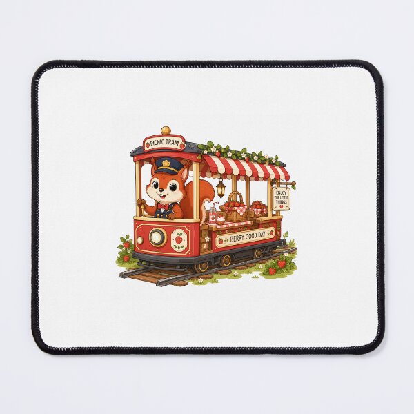 Item preview, Red squirrel strawberry picnic tram designed and sold by QuirkNest Studio .
