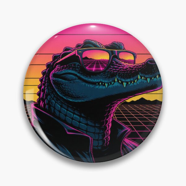 Item preview, Rad Aussie Salty – Retro Synthwave Crocodile designed and sold by Mavila Forge.