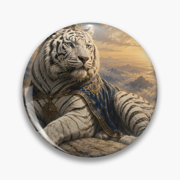 Item preview, Majestic White Tiger Resting in Mountain Valley | Fantasy Wildlife Art designed and sold by ManJiangHong.
