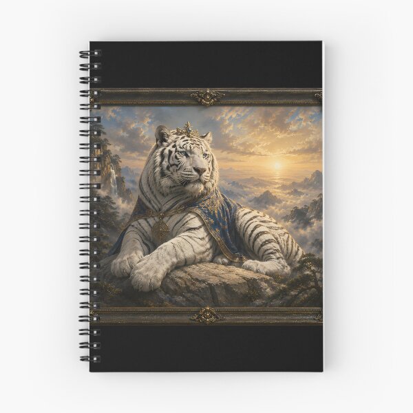 Item preview, Majestic White Tiger Resting in Mountain Valley | Fantasy Wildlife Art designed and sold by ManJiangHong.