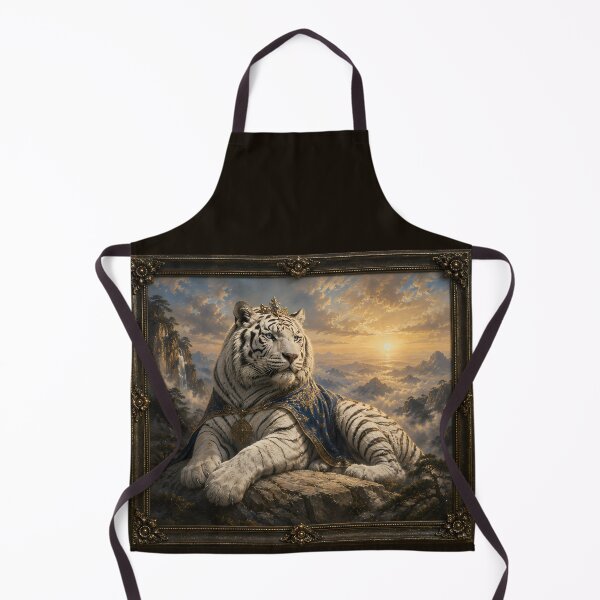 Item preview, Majestic White Tiger Resting in Mountain Valley | Fantasy Wildlife Art designed and sold by ManJiangHong.