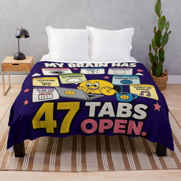 Item preview, My Brain Has 47 Tabs Open – Funny Overthinking Quote with Chaotic Mind, Laptop & Browser Windows designed and sold by Huddy-clothes.