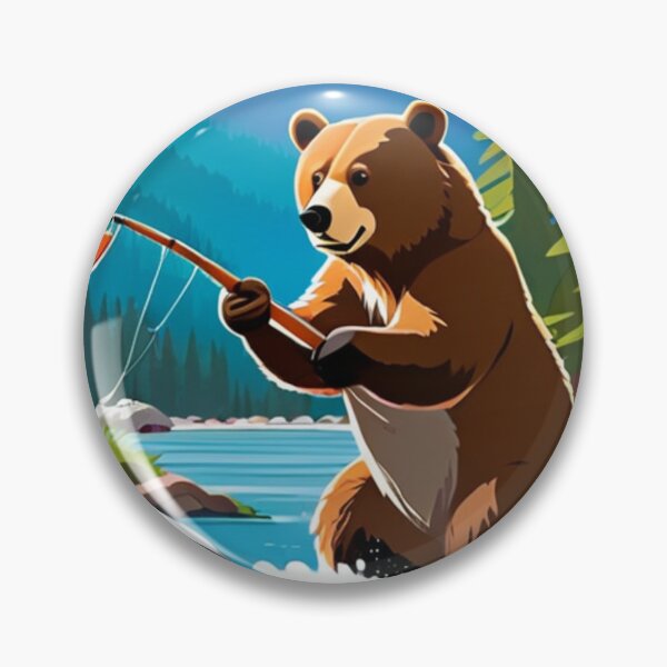 Item preview, Art - Brown Bear Fishing, Peaceful Alpine Landscape designed and sold by World-Pets.