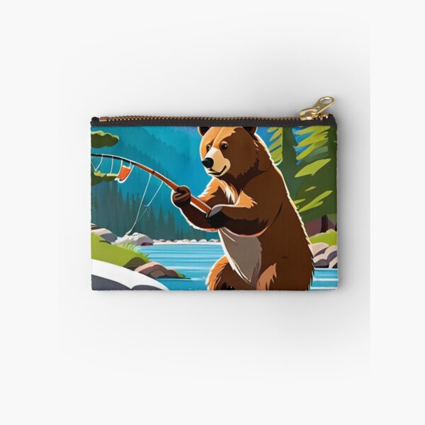 Item preview, Art - Brown Bear Fishing, Peaceful Alpine Landscape designed and sold by World-Pets.