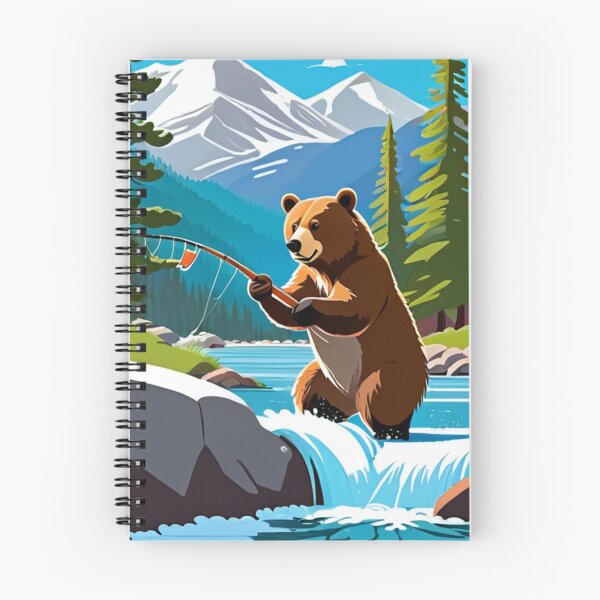 Item preview, Art - Brown Bear Fishing, Peaceful Alpine Landscape designed and sold by World-Pets.