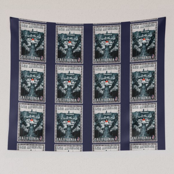 Item preview, Vintage Postage Stamp of Los Angeles California | Retro Hollywood skyline | City of Angels souvenir designed and sold by Youngkev-arts.