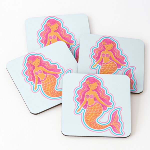 Item preview, Cute Pink Mermaid Illustration | Whimsical Ocean Fantasy Art Print for Kids & Coastal Decor designed and sold by vitag.