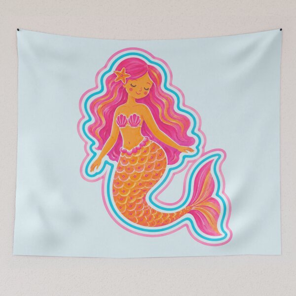 Item preview, Cute Pink Mermaid Illustration | Whimsical Ocean Fantasy Art Print for Kids & Coastal Decor designed and sold by vitag.