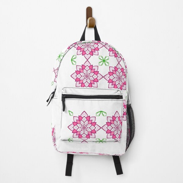 Item preview, Seamless geometric pattern with pink lotus flowers and green leaves ornament on white background. Elegant Thai art style vector illustration. designed and sold by AjjimaJKM.