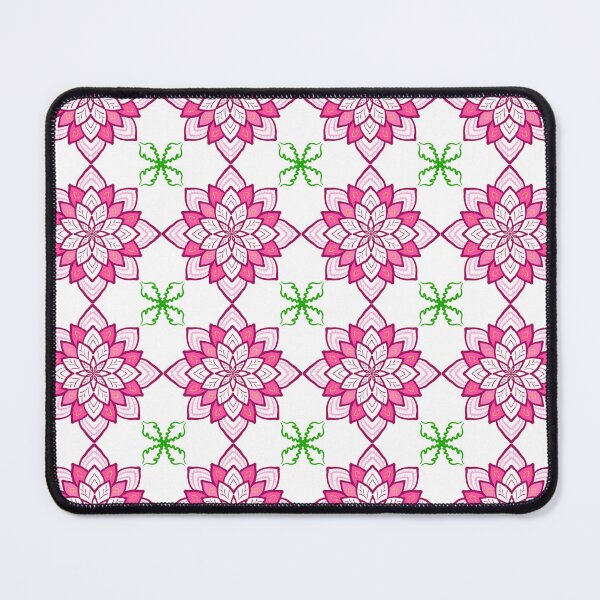 Item preview, Seamless geometric pattern with pink lotus flowers and green leaves ornament on white background. Elegant Thai art style vector illustration. designed and sold by AjjimaJKM.
