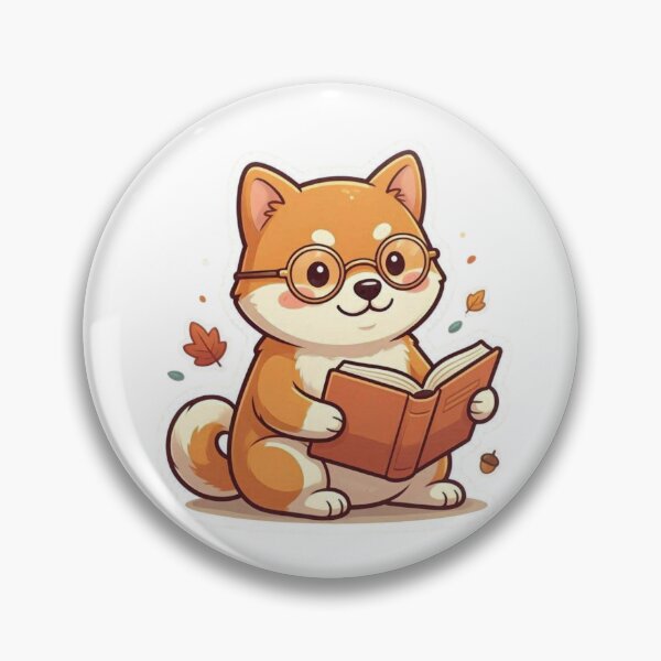 Item preview, Cute Reading Shiba Inu Sticker with Glasses – Kawaii Book Lover Dog Vinyl Decal designed and sold by Pandey14.
