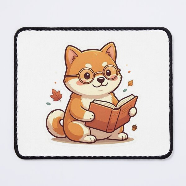 Item preview, Cute Reading Shiba Inu Sticker with Glasses – Kawaii Book Lover Dog Vinyl Decal designed and sold by Pandey14.