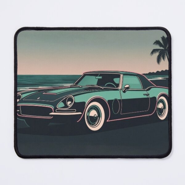 Item preview, Retro Vintage Roadster Beach Cruise - Neon Vector Car Art designed and sold by Nexus Space.