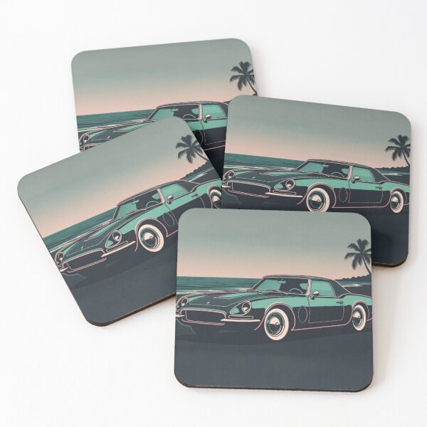 Item preview, Retro Vintage Roadster Beach Cruise - Neon Vector Car Art designed and sold by Nexus Space.