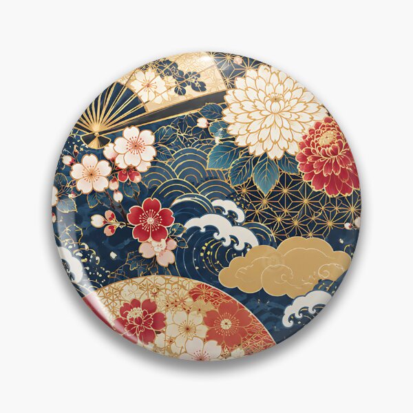 Item preview, Elegant Japanese Seamless Pattern with Fans, Cherry Blossoms and Traditional Floral Motifs designed and sold by AlaisMathieu.
