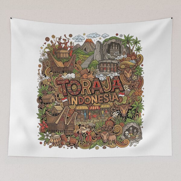 Item preview, Wonderful Toraja Indonesia Travel Souvenir Heritage Colorful Cultural Doodle designed and sold by arisukma11.