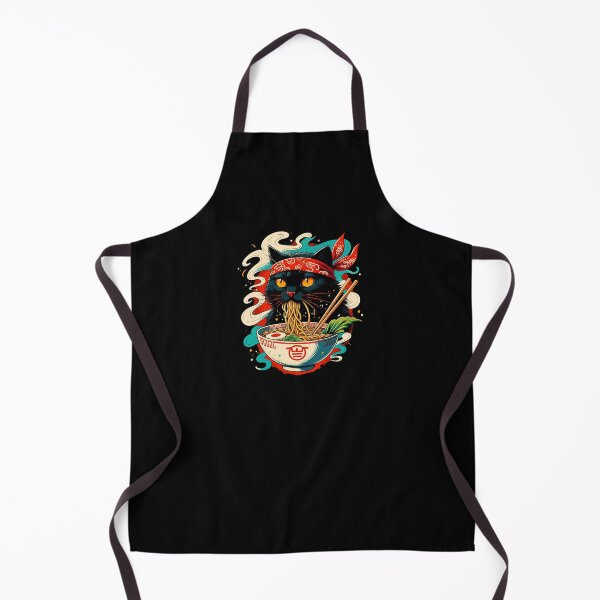 Item preview, Retro Black Cat Slurping Ramen Noodles Japanese Art designed and sold by Vermanartist.