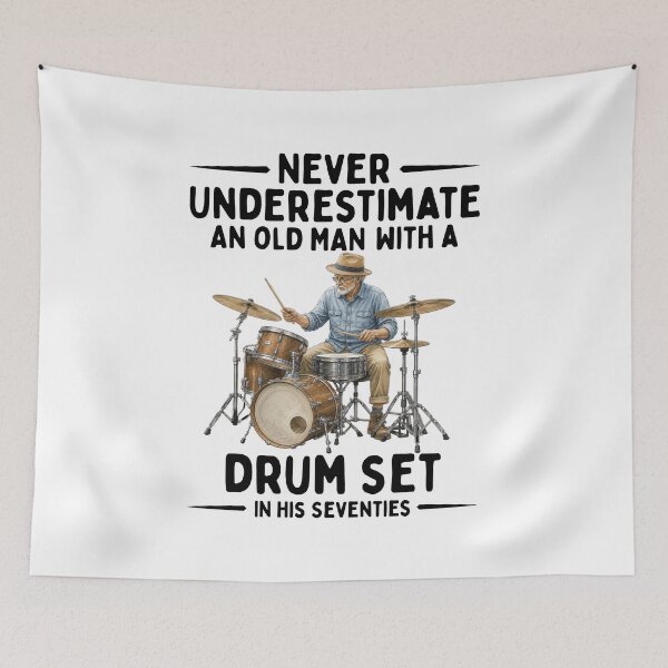 Item preview, Never Underestimate An Old Man With A Drum Set In His Seventies designed and sold by LounisArt.