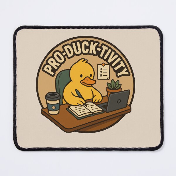 Item preview, Pro-Duck-Tivity Funny Office Duck Working at Desk with Laptop, Coffee and Notebook Retro Productivity Pun for Students, Remote Workers and Study Lovers designed and sold by Huddy-clothes.