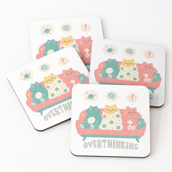 Item preview, Overthinking Cats On Couch Cute Anxiety Humor Retro Design designed and sold by lenalenspod.