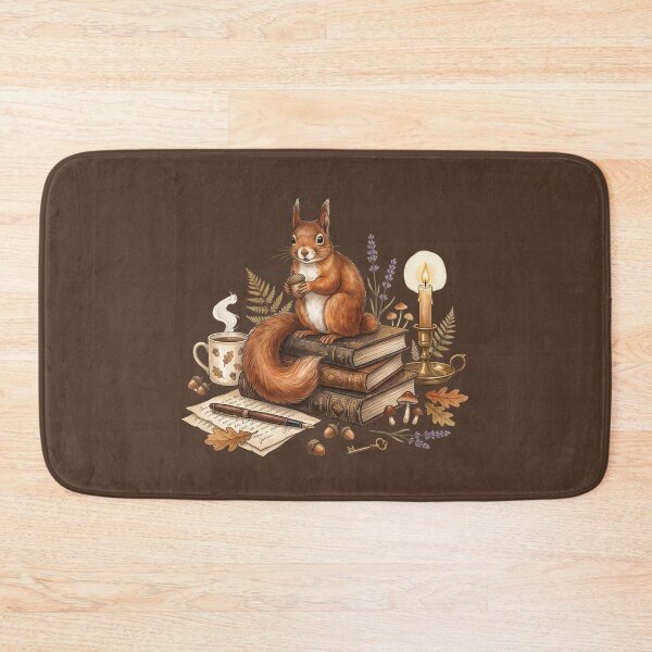 Item preview, Autumn Squirrel on Vintage Books | Cozy Cottagecore Watercolor Illustration designed and sold by Whimwick.