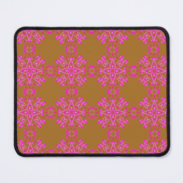 Item preview, Elegant seamless pattern with pink neon mandala ornaments and curly swirls on a brown background. Luxury vintage tile design vector. designed and sold by AjjimaJKM.