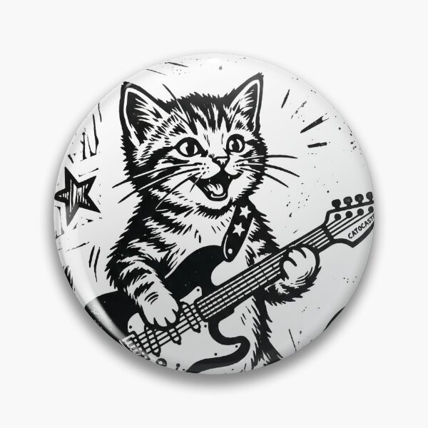 Item preview, Rock and Roll Kitten - Electric Guitar Linocut Print designed and sold by seven things shop.