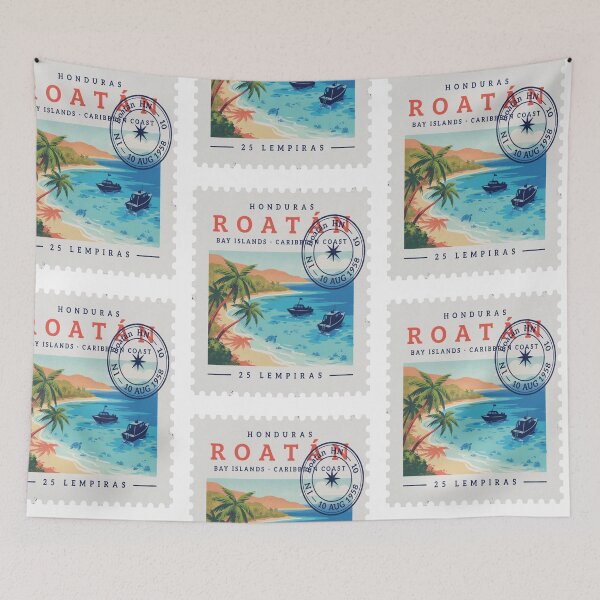 Item preview, Roatán Honduras Bay Islands Postage Stamp Travel Sticker designed and sold by stickercuffs.