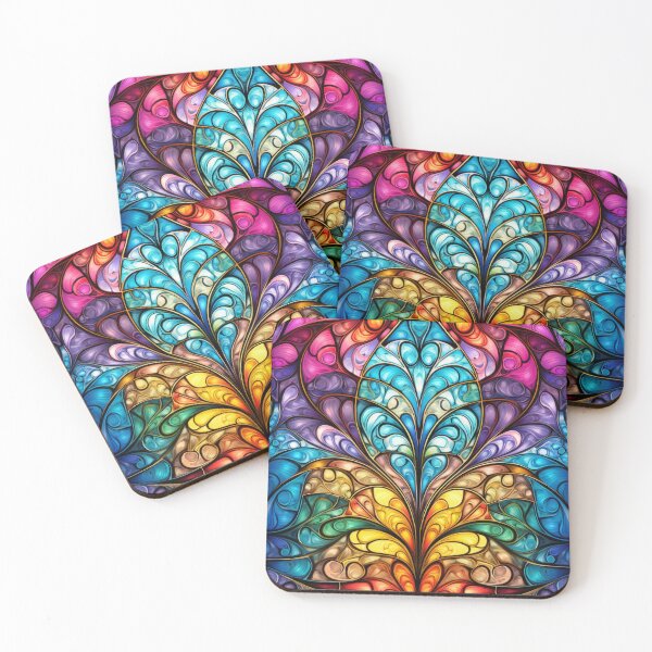 Item preview, Kaleidoscope Fractal Stained Glass Abstract Pattern designed and sold by pinkal.