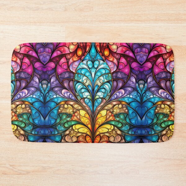 Item preview, Kaleidoscope Fractal Stained Glass Abstract Pattern designed and sold by pinkal.