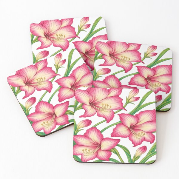 Item preview, Pink Amaryllis Flowers Botanical Floral Art designed and sold by WantStyleyou.
