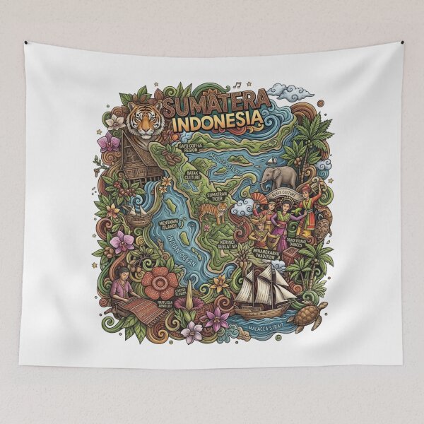 Item preview, Wonderful Sumatera Indonesia Travel Souvenir Heritage Colorful Cultural Doodle designed and sold by arisukma11.