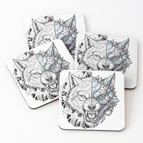 Item preview, Dual Nature: Traditional vs Cybernetic Wolf designed and sold by Neo Tokio.