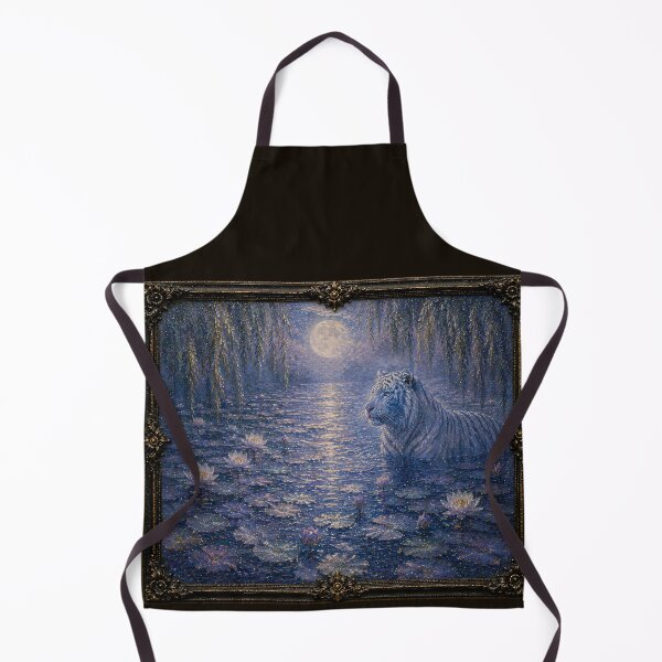 Item preview, Majestic White Tiger in Lotus Lake | Fantasy Wildlife Landscape Art designed and sold by ManJiangHong.