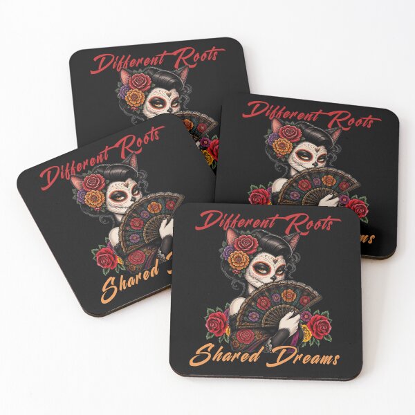 Item preview, Different Roots Shared Dreams - Elegant Sugar Skull Cat designed and sold by tellia-kallisto.