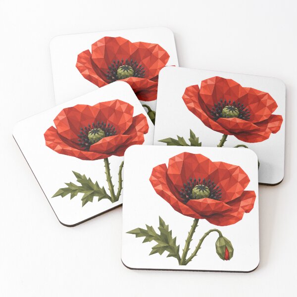 Item preview, Low Poly Poppy | Modern Geometric Red Flower Art designed and sold by filou designs.