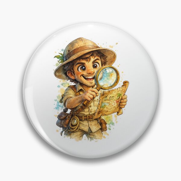 Item preview, Cute Treasure Hunter Explorer – Chibi Adventure Seeker Sticker designed and sold by AlexLineArt.