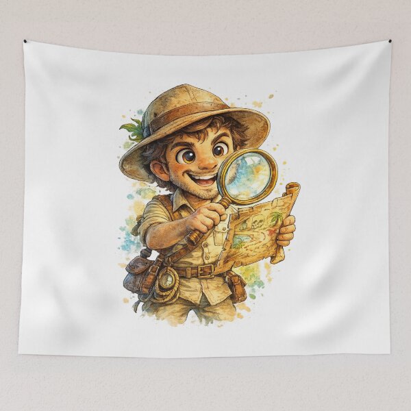 Item preview, Cute Treasure Hunter Explorer – Chibi Adventure Seeker Sticker designed and sold by AlexLineArt.