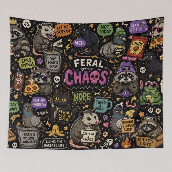 Item preview, Feral Chaos Funny Raccoon Opossum Sticker Design designed and sold by Aredbox.