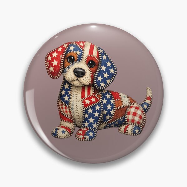 Item preview, Patriotic Patchwork Puppy – Americana Quilted Dog Illustration designed and sold by Bluebird Crafted Tee.