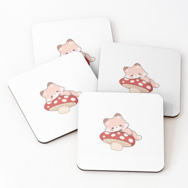 Item preview, cute fox kawaii sleeping on mushroom designed and sold by Mypixieart.