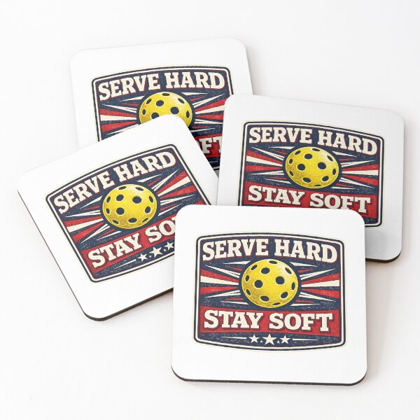 Item preview, Serve Hard Stay Soft Vintage Americana Pickleball Badge Design designed and sold by Soft Panic Studio.