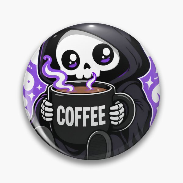 Item preview, Death Before Decaf Funny Grim Reaper Coffee Sticker designed and sold by Foxiquie | Creative Sticker Studio.