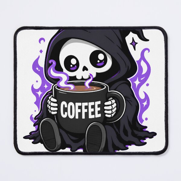 Item preview, Death Before Decaf Funny Grim Reaper Coffee Sticker designed and sold by Foxiquie | Creative Sticker Studio.