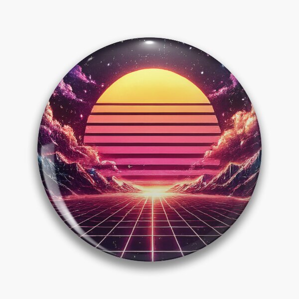 Item preview, Retro Future 1980s Grid Horizon Landscape with Cyber Clouds designed and sold by RiteshCenter .