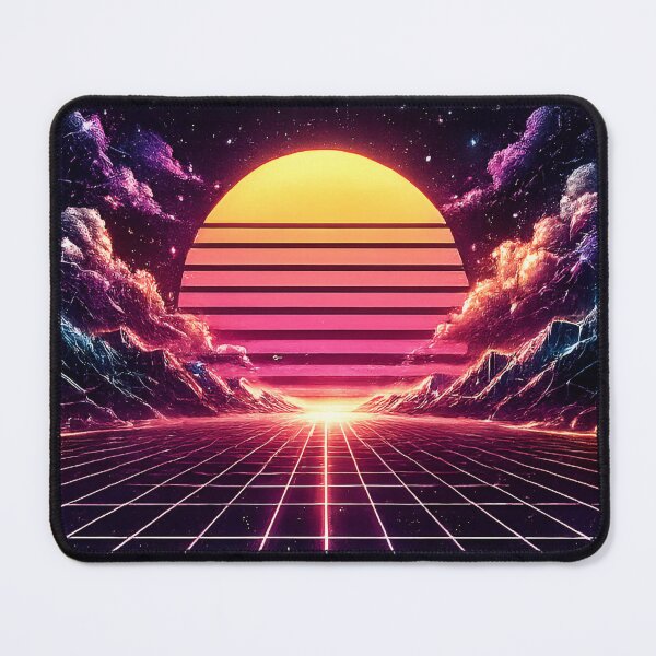 Item preview, Retro Future 1980s Grid Horizon Landscape with Cyber Clouds designed and sold by RiteshCenter .