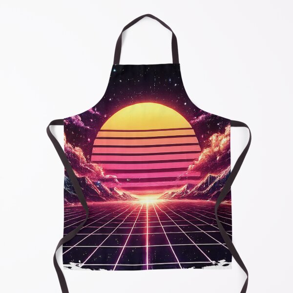 Item preview, Retro Future 1980s Grid Horizon Landscape with Cyber Clouds designed and sold by RiteshCenter .